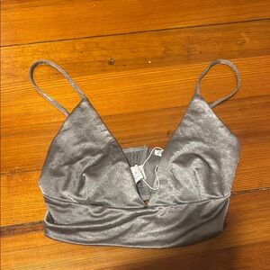 Zara Silver Satin Bralette